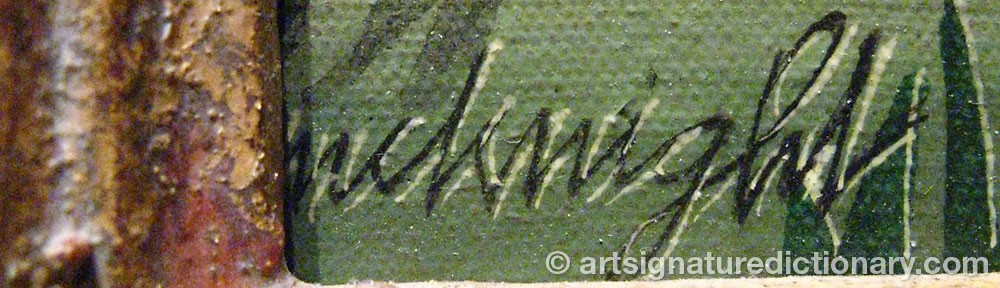 Authentic signature by Thomas Frederick MCNIGHT on  artwork