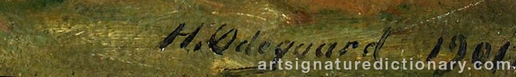 Authentic signature by Hans ØDEGAARD on  artwork