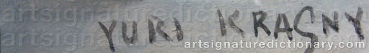 Authentic signature by Yuri Mihailovich KRASNY on artwork
