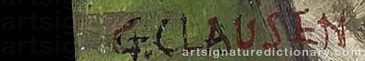 Authentic signature by Sir George CLAUSEN on artwork