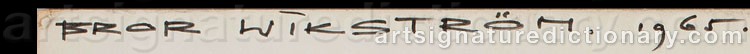 Authentic signature by Bror Gösta WIKSTRÖM on  artwork