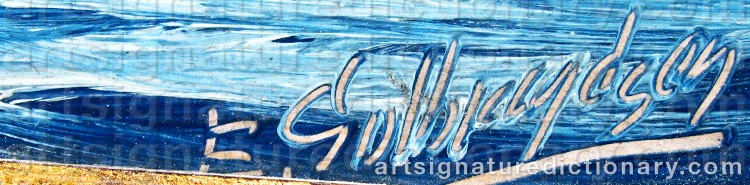 Authentic signature by Erling GULBRANDSEN on  artwork