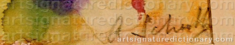 Authentic signature by Alexander SCHULTZ on  artwork