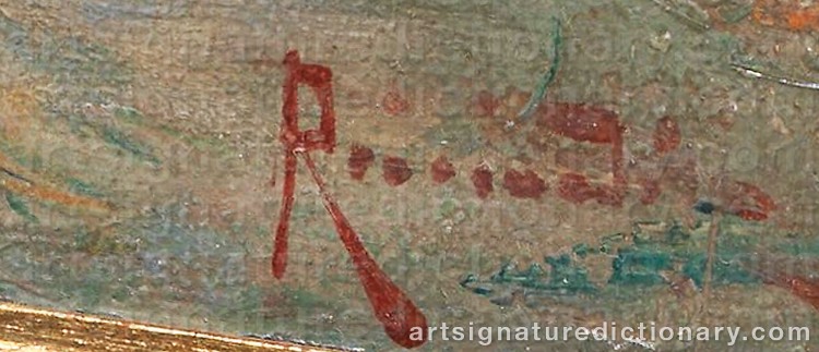 Authentic signature by Oscar RICCIARDI on Painting/Watercolour artwork