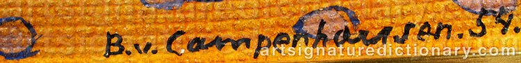 Authentic signature by Bodo Von CAMPENHAUSEN on artwork