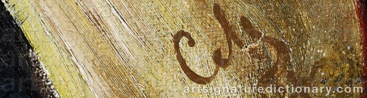 Authentic signature by Sergei Vasilievich MALIUTIN on  artwork