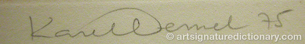 Authentic signature by Karel DEMEL on  artwork
