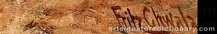 Authentic signature by Fritz CHWALA on  artwork