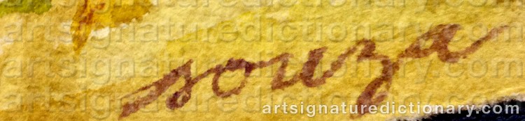 Authentic signature by Paul Marciel SOUZA on Painting/Watercolour artwork