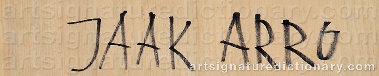 Authentic signature by Jaak ARRO on  artwork