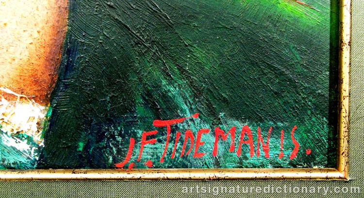 Close-up details showing Janis Ferdinands TIDEMANIS signature forgery characteristics