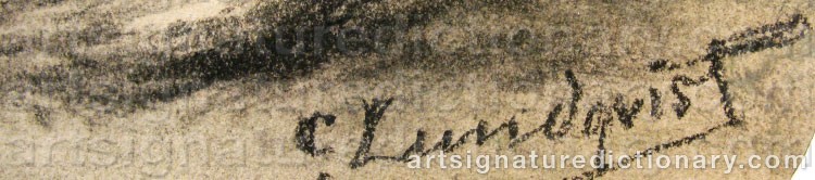 Authentic signature by C. LUNDQVIST on  artwork