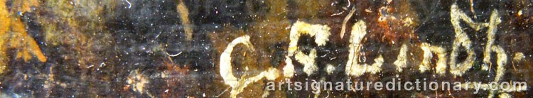 Authentic signature by Carl Ferdinand LINDH on  artwork