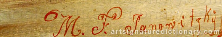 Authentic signature by M.f. JANOWITZKY on  artwork