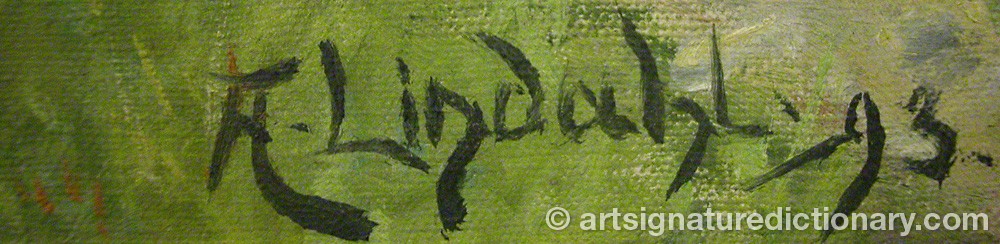 Authentic signature by Axel LINDAHL on  artwork