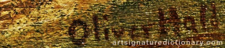 Authentic signature by Oliver HALL on  artwork