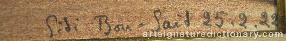 Authentic signature by Sidi BOU-SAID on  artwork