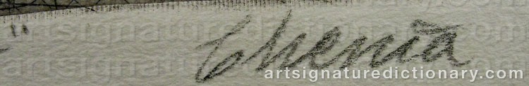 Authentic signature by Chenie EKSTRÖM on artwork