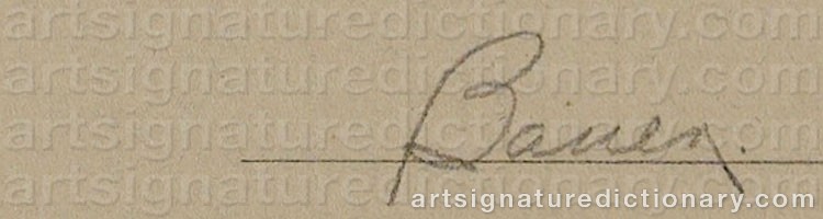 Authentic signature by Karl Konrad Friedrich BAUER on  artwork