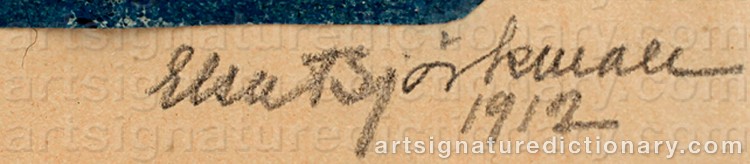 Authentic signature by Elsa BJÖRKMAN-GOLDSCHMIDT on  artwork