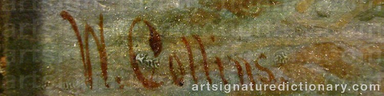 Authentic signature by William COLLINS on  artwork