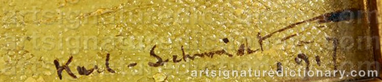 Authentic signature by Carl (Karl) Arthur SCHMIDT on Painting/Watercolour artwork