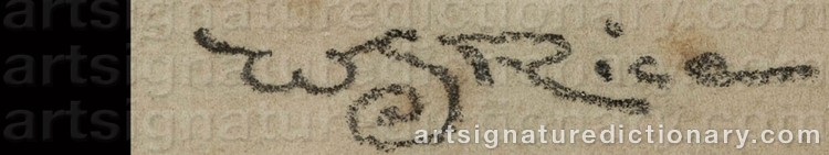Authentic signature by William Seltzer RICE on  artwork
