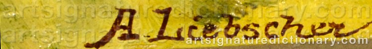 Authentic signature by Adolf LIEBSCHER on  artwork