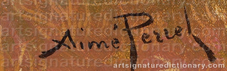 Authentic signature by Aimé PERRET on artwork