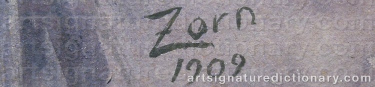 Forged signature of Anders ZORN