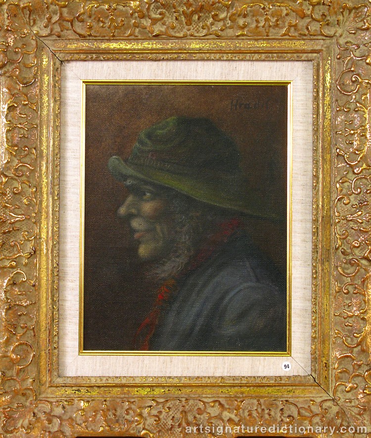 Close-up details showing Béla HRADIL signature forgery characteristics