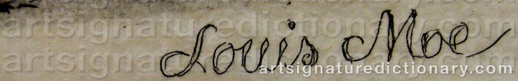 Authentic signature by Louis MOE on  artwork
