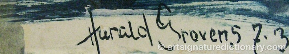 Authentic signature by Harald GROVENS on artwork