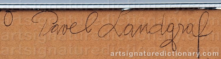 Authentic signature by Pavel LANDGRAF on artwork