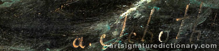 Authentic signature by Anton SCHOTH on  artwork