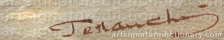 Authentic signature by Fukutaro TERAUCHI on Painting/Watercolour artwork