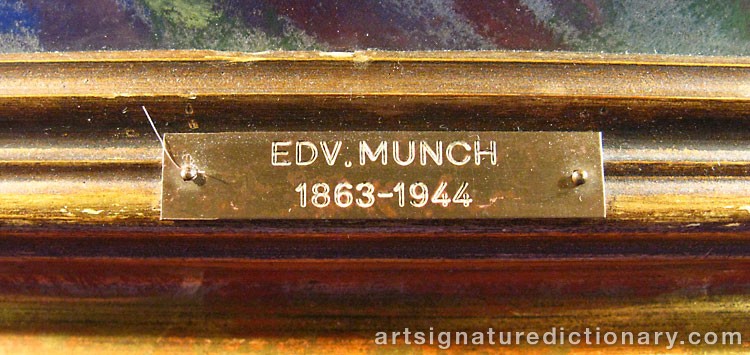 Close-up details showing Edvard MUNCH signature forgery characteristics