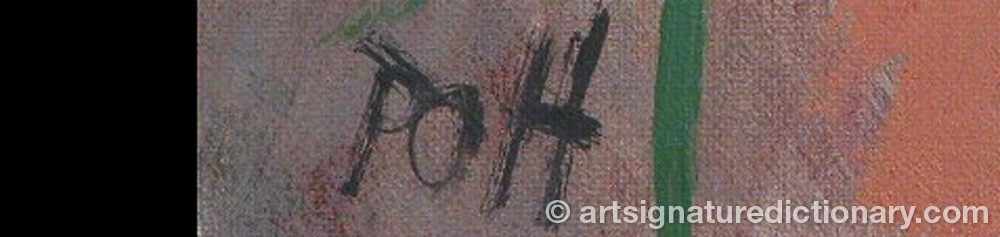 Authentic signature by P O HANSEN on  artwork