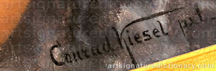 Authentic signature by Conrad KIESEL on  artwork