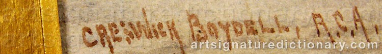 Authentic signature by Creswick BOYDELL on  artwork