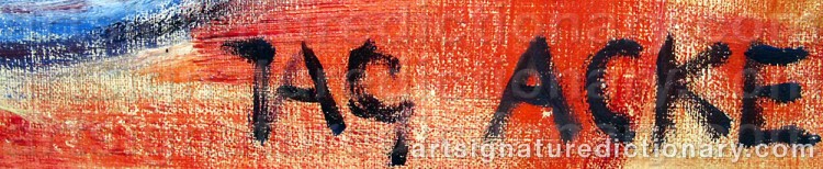 Signature by Johan Axel Gustaf ‘Jag Acke’ ACKE