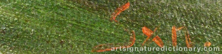 Authentic signature by Oskar SAXELIN on  artwork