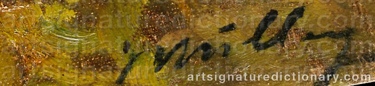Authentic signature by Oskar MULLEY on artwork