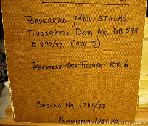 Close-up details showing Birger LJUNGQUIST signature forgery characteristics