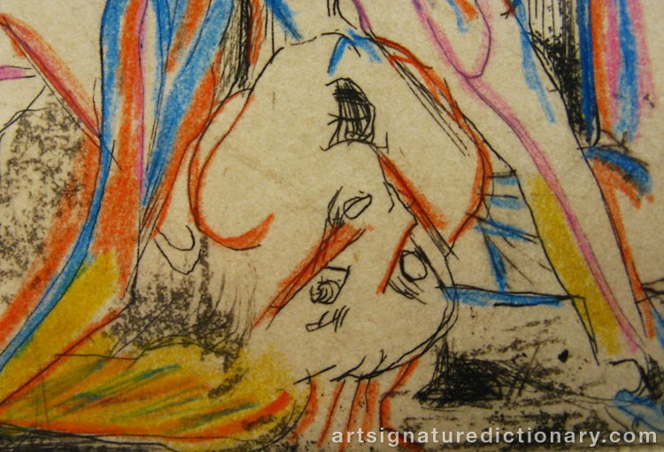 Close-up details showing Edvard MUNCH signature forgery characteristics