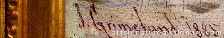 Authentic signature by Johannes GRIMELUND on artwork