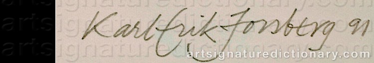 Authentic signature by Karl-Erik FORSBERG on  artwork