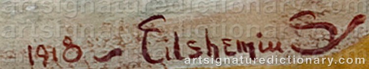Authentic signature by Louis Michel EILSHEMIUS on artwork
