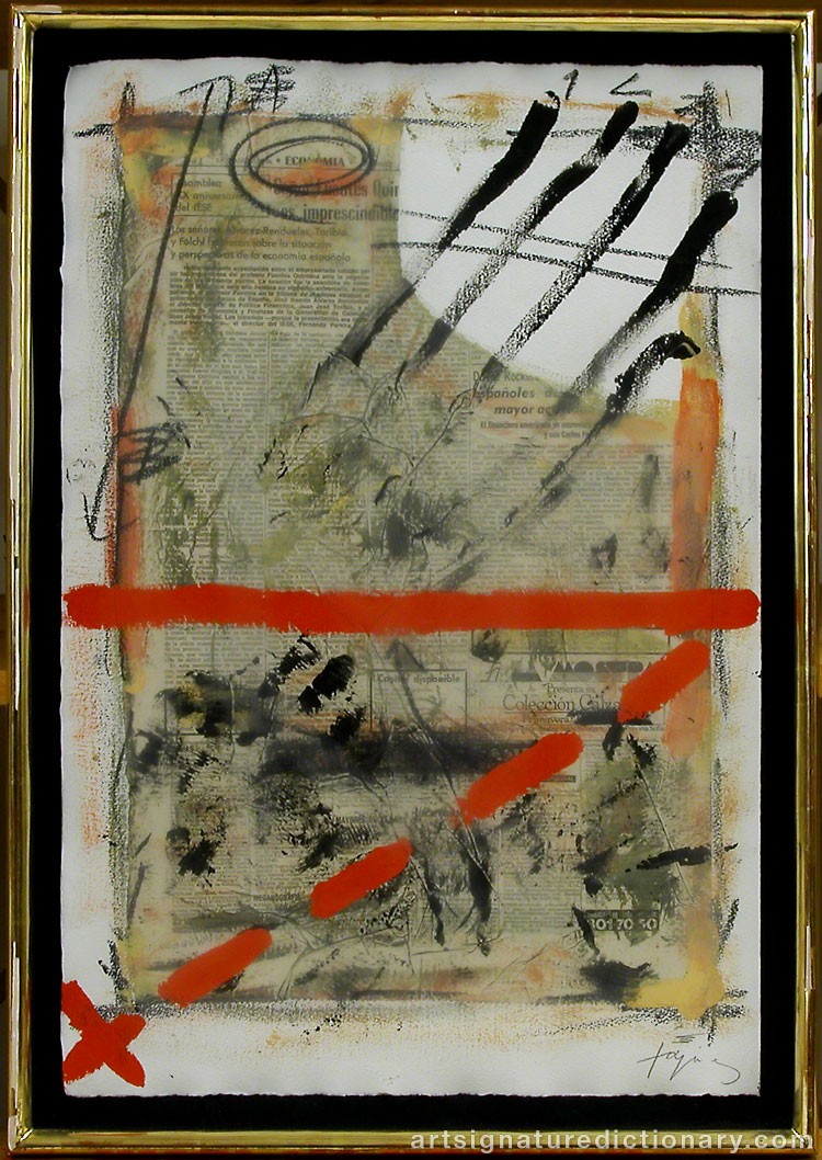 Close-up details showing Antoni TAPIES signature forgery characteristics