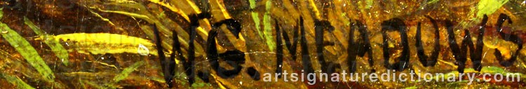 Authentic signature by William George MEADOWS on  artwork